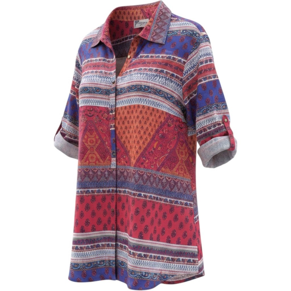 VTG Boho Patchwork Tunic Blouse – Magazine Cotton‎ Voile Top L